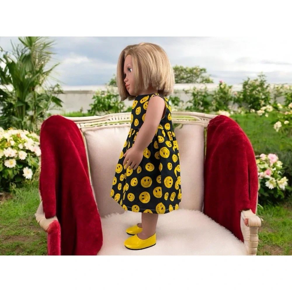18 in Doll Smiley Face Emoji Dress Fits ‎ American Girl Dolls Handmade W/ Shoes